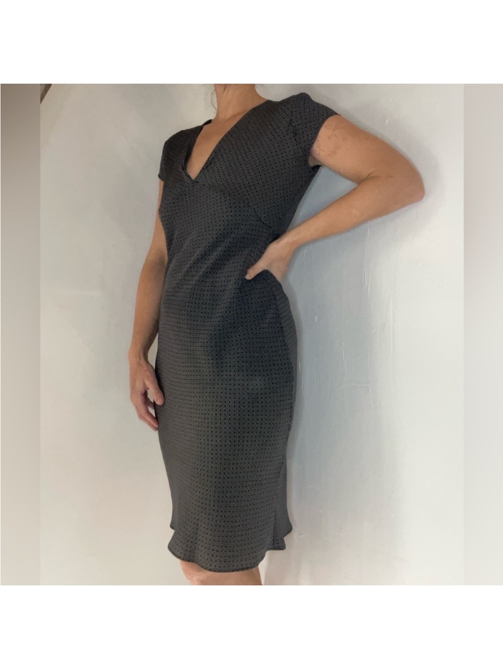 Vintage 90s Casual Corner Polka Dot Silk Dress